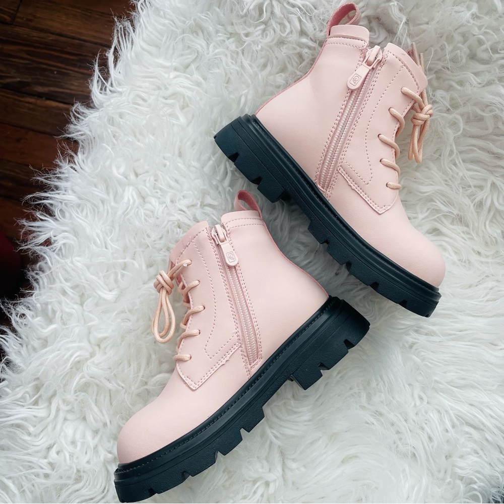 Marshmallow Pink Child Combat Boots